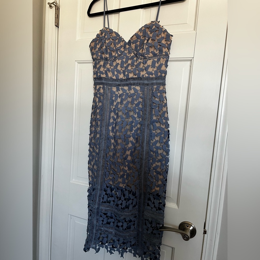 Akira Blue and Nude Lace Dress Small